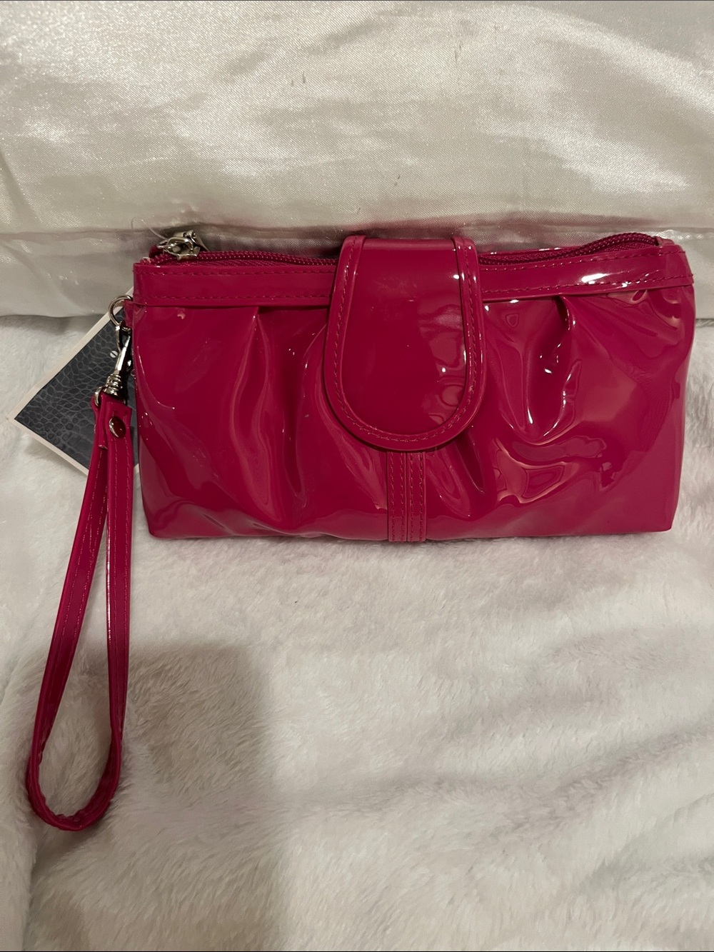 Modella Patent Wristlet Clutch in Hot Pink